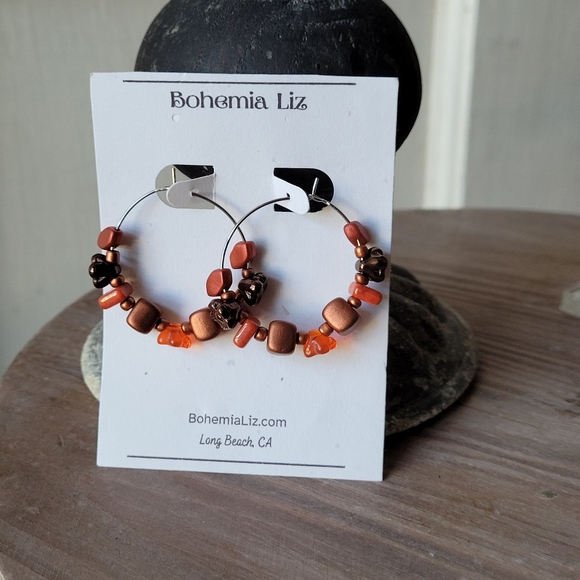 BohemiaLiz earrings Artisan Handmade, Gemstones, Rare/Vinted Glass, Lucky Scoop - Picture 10 of 12